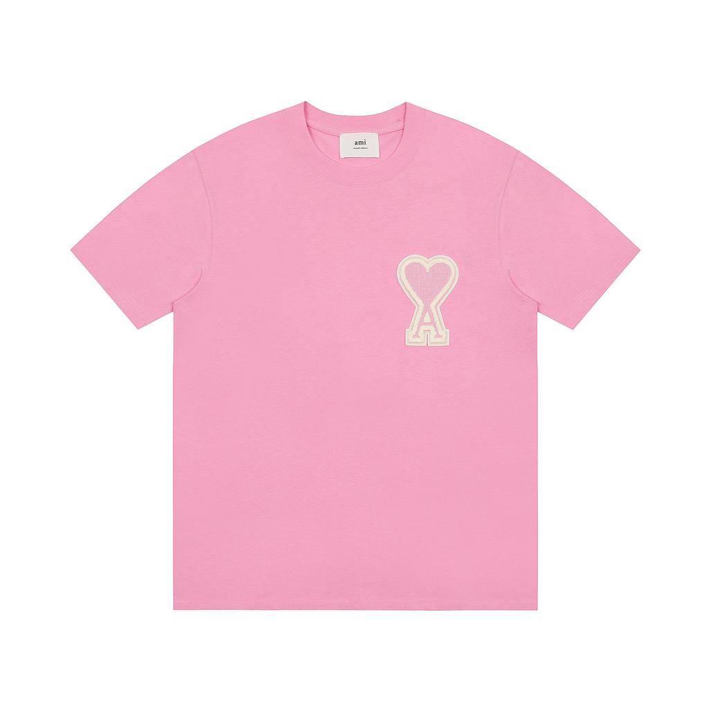 AMI Paris de Coeur Embroidery Tee - Pink