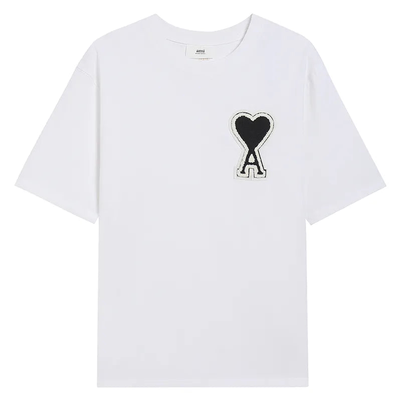 AMI Paris de Coeur Embroidery Tee - White