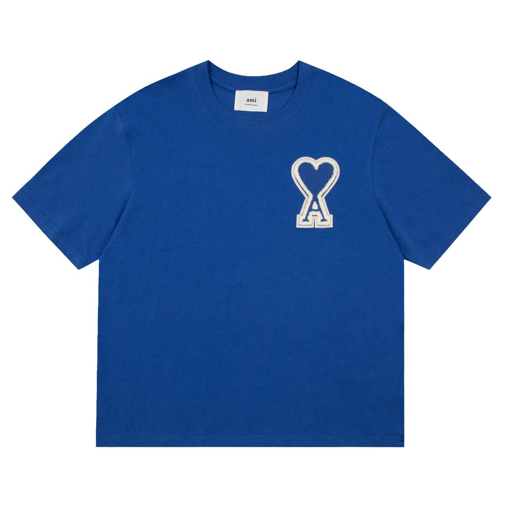 AMI Paris de Coeur Embroidery Tee - Blue