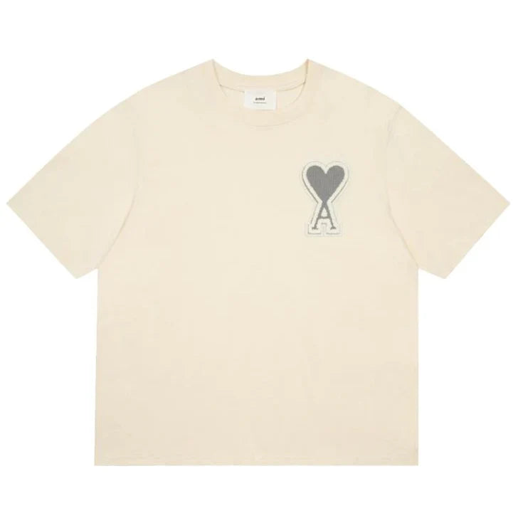 AMI Paris de Coeur Embroidery Tee - Beige
