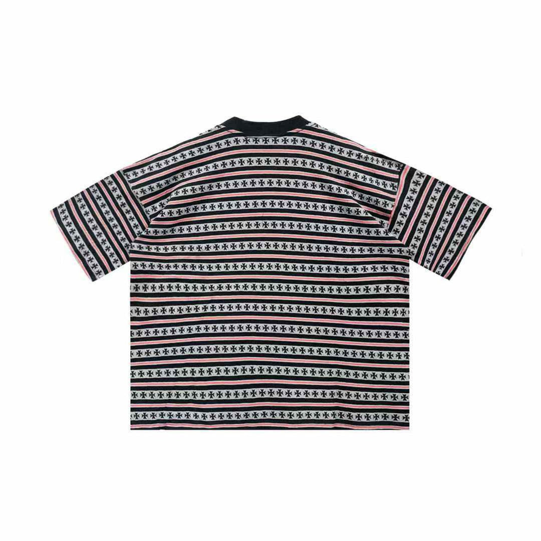 Chrome Hearts Black & Red Stripe Men's Short Sleeve Tee