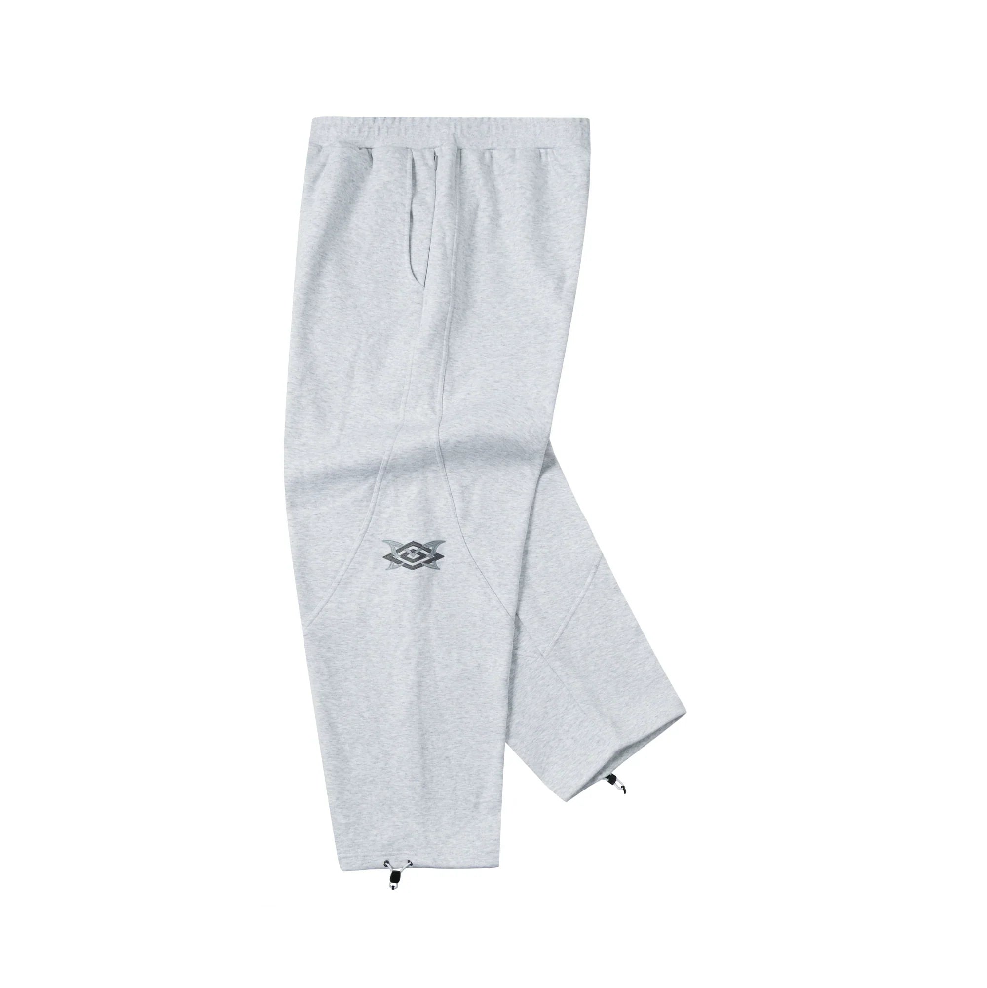 Gray sweatpants with a logo on a white background